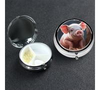 Pill Box 3 Compartment Medicine Case for Pocket or Purse Mini Metal Pills Holder Foolish Cute Pig Pill Case Vitamin Organizer Portable Travel Pills Container to Hold Supplements Vitamins
