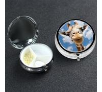 Pill Box 3 Compartment Medicine Case for Pocket or Purse Mini Metal Pills Holder Giraffe Sky Pill Case Vitamin Organizer Portable Travel Pills Container to Hold Supplements Vitamins