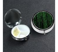 Pill Box 3 Compartment Medicine Case for Pocket or Purse Mini Metal Pills Holder Green Matrix Pill Case Vitamin Organizer Portable Travel Pills Container to Hold Supplements Vitamins