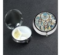 Pill Box 3 Compartment Medicine Case for Pocket or Purse Mini Metal Pills Holder Native American Dream Catcher Pill Case Vitamin Organizer Portable Travel Pills Container to Hold Supplements Vitamins