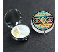 Pill Box 3 Compartment Medicine Case for Pocket or Purse Mini Metal Pills Holder Native American Pill Case Vitamin Organizer Portable Travel Pills Container to Hold Supplements Vitamins