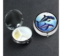 Pill Box 3 Compartment Medicine Case for Pocket or Purse Mini Metal Pills Holder Orca Killer Whale Pill Case Vitamin Organizer Portable Travel Pills Container to Hold Supplements Vitamins