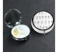Pill Box 3 Compartment Medicine Case for Pocket or Purse Mini Metal Pills Holder Sign Language Alphabet Pill Case Vitamin Organizer Portable Travel Pills Container to Hold Supplements Vitamins