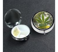 Pill Box 3 Compartment Medicine Case for Pocket or Purse Mini Metal Pills Holder Weed Marijuana Pill Case Vitamin Organizer Portable Travel Pills Container to Hold Supplements Vitamins