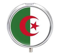 Pill Box 3 Compartment Medicine Pill Case Portable for Pocket Or Purse with Republic of Algeria Flag Decorative Metal Medicine Vitamin Organizer Unique Gift