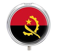 Pill Box 3 Compartment Medicine Pill Case Portable for Pocket Or Purse with Republic of Angola Flag Decorative Metal Medicine Vitamin Organizer Unique Travel Gift