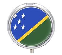 Pill Box 3 Compartment Medicine Pill Case Portable for Pocket Or Purse with Solomon Islands Flag Decorative Metal Medicine Vitamin Organizer Unique Travel Gift