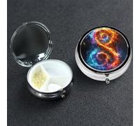 Pill Box 3 Compartment Metal Medicine Pills Organizer Abstract Music Themed Pill Case for Purse or Pocket Mini Portable Travel Pills Holder to Hold Supplements Vitamins Fish Oil