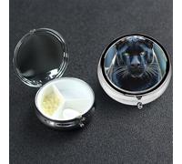 Pill Box 3 Compartment Metal Medicine Pills Organizer Animal Panther Pill Case for Purse or Pocket Mini Portable Travel Pills Holder to Hold Supplements Vitamins Fish Oil