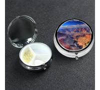 Pill Box 3 Compartment Metal Medicine Pills Organizer Beauty Grand Canyon Pill Case for Purse or Pocket Mini Portable Travel Pills Holder to Hold Supplements Vitamins Fish Oil