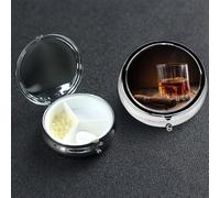 Pill Box 3 Compartment Metal Medicine Pills Organizer Cigar and Whiskey Pill Case for Purse or Pocket Mini Portable Travel Pills Holder to Hold Supplements Vitamins Fish Oil