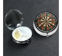 Pill Box 3 Compartment Metal Medicine Pills Organizer Dart Board Pill Case for Purse or Pocket Mini Portable Travel Pills Holder to Hold Supplements Vitamins Fish Oil