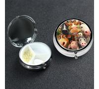 Pill Box 3 Compartment Metal Medicine Pills Organizer Farm Animals Pill Case for Purse or Pocket Mini Portable Travel Pills Holder to Hold Supplements Vitamins Fish Oil