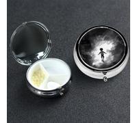 Pill Box 3 Compartment Metal Medicine Pills Organizer Flying in the Air Pill Case for Purse or Pocket Mini Portable Travel Pills Holder to Hold Supplements Vitamins Fish Oil