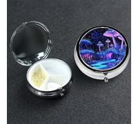Pill Box 3 Compartment Metal Medicine Pills Organizer Glow in The Dark Pill Case for Purse or Pocket Mini Portable Travel Pills Holder to Hold Supplements Vitamins Fish Oil