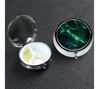 Pill Box 3 Compartment Metal Medicine Pills Organizer Glow in The Dark Pill Case for Purse or Pocket Mini Portable Travel Pills Holder to Hold Supplements Vitamins Fish Oil