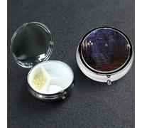 Pill Box 3 Compartment Metal Medicine Pills Organizer Halloween Haunted Pill Case for Purse or Pocket Mini Portable Travel Pills Holder to Hold Supplements Vitamins Fish Oil