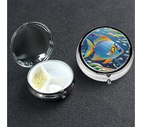 Pill Box 3 Compartment Metal Medicine Pills Organizer Rainbow Fish Scale Pill Case for Purse or Pocket Mini Portable Travel Pills Holder to Hold Supplements Vitamins Fish Oil