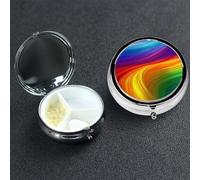 Pill Box 3 Compartment Metal Medicine Pills Organizer Rainbow Ocean Pill Case for Purse or Pocket Mini Portable Travel Pills Holder to Hold Supplements Vitamins Fish Oil