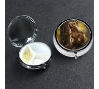 Pill Box 3 Compartment Metal Medicine Pills Organizer Squirrel Sticks Out Tongue Pill Case for Purse or Pocket Mini Portable Travel Pills Holder to Hold Supplements Vitamins Fish Oil