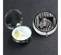 Pill Box 3 Compartment Metal Medicine Pills Organizer Zebra Pokes Its Head Out Pill Case for Purse or Pocket Mini Portable Travel Pills Holder to Hold Supplements Vitamins Fish Oil
