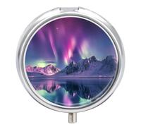 Pill Box 3 Compartment Northern Lights Portable Daily Pill Organizer Travel Medicine Case Vitamin Storage Container