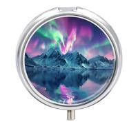 Pill Box 3 Compartment Northern Lights Portable Daily Pill Organizer Travel Medicine Case Vitamin Storage Container