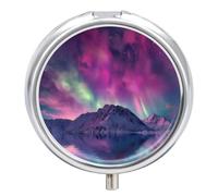 Pill Box 3 Compartment Northern Lights Portable Daily Pill Organizer Travel Medicine Case Vitamin Storage Container