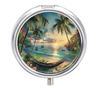 Pill Box 3 Compartment Palm Tree Seaside Landscape Portable Daily Pill Organizer Travel Medicine Case Vitamin Storage Container