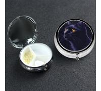 Pill Box 3 Compartment Small Metal Pills Organizer for Purse Pocket Black Cat with Yellow Eyes Pill Case Waterproof Medicine Container Portable Travel Pills Holder to Hold Supplements Vitamins