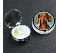Pill Box 3 Compartment Small Metal Pills Organizer for Purse Pocket Dachshund Dog Pill Case Waterproof Medicine Container Portable Travel Pills Holder to Hold Supplements Vitamins Fish Oil