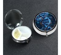 Pill Box 3 Compartment Small Metal Pills Organizer for Purse Pocket DNA Genetic Helix Pill Case Waterproof Medicine Container Portable Travel Pills Holder to Hold Supplements Vitamins Fish Oil