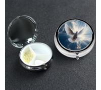 Pill Box 3 Compartment Small Metal Pills Organizer for Purse Pocket Dove Sky Pill Case Waterproof Medicine Container Portable Travel Pills Holder to Hold Vitamins Fish Oil