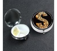 Pill Box 3 Compartment Small Metal Pills Organizer for Purse Pocket Gold Dollar Sign Pill Case Waterproof Medicine Container Portable Travel Pills Holder to Hold Supplements Vitamins Fish Oil