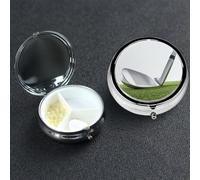 Pill Box 3 Compartment Small Metal Pills Organizer for Purse Pocket Golf Club Pill Case Waterproof Medicine Container Portable Travel Pills Holder to Hold Supplements Vitamins Fish Oil