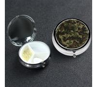 Pill Box 3 Compartment Small Metal Pills Organizer for Purse Pocket Green Military Camo Pill Case Waterproof Medicine Container Portable Travel Pills Holder to Hold Supplements Vitamins