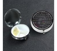 Pill Box 3 Compartment Small Metal Pills Organizer for Purse Pocket Mathematics and Physics Pill Case Waterproof Medicine Container Portable Travel Pills Holder to Hold Supplements Vitamins Fish Oil
