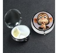 Pill Box 3 Compartment Small Metal Pills Organizer for Purse Pocket The Silent Monkey Pill Case Waterproof Medicine Container Portable Travel Pills Holder to Hold Vitamins Fish Oil