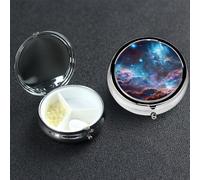 Pill Box 3 Compartment Small Metal Pills Organizer for Purse Pocket Universe Galaxy Space Pill Case Waterproof Medicine Container Portable Travel Pills Holder to Hold Vitamins Fish Oil