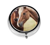 Pill Box 3 Compartment Small Pill Case for Purse & Pocket Adorable Horse Round Pill Box Cute Vitamins Fish Oil Supplements Storage Box Portable Pill Containe Travel Gift