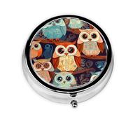 Pill Box 3 Compartment Small Pill Case for Purse & Pocket Anime Owl Round Pill Box Cute Vitamins Fish Oil Supplements Storage Box Portable Pill Containe Travel Gift