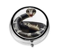 Pill Box 3 Compartment Small Pill Case for Purse & Pocket Cobra Snake Round Pill Box Cute Vitamins Fish Oil Supplements Storage Box Portable Pill Containe Travel Gift