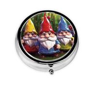 Pill Box 3 Compartment Small Pill Case for Purse & Pocket Colorful Gnomes Round Pill Box Cute Vitamins Fish Oil Supplements Storage Box Portable Pill Containe Travel Gift