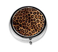 Pill Box 3 Compartment Small Pill Case for Purse & Pocket Cool Cheetah Leopard Round Pill Box Cute Vitamins Fish Oil Supplements Storage Box Portable Pill Containe Travel Gift