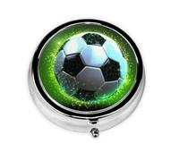 Pill Box 3 Compartment Small Pill Case for Purse & Pocket Cool Soccer Ball Round Pill Box Cute Vitamins Fish Oil Supplements Storage Box Portable Pill Containe Travel Gift