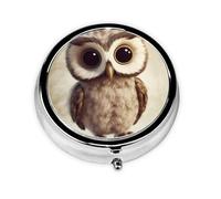 Pill Box 3 Compartment Small Pill Case for Purse & Pocket Cute Owl Round Pill Box Cute Vitamins Fish Oil Supplements Storage Box Portable Pill Containe Travel Gift