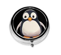 Pill Box 3 Compartment Small Pill Case for Purse & Pocket Cute Penguin Round Pill Box Cute Vitamins Fish Oil Supplements Storage Box Portable Pill Containe Travel Gift
