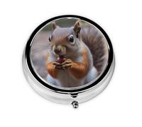 Pill Box 3 Compartment Small Pill Case for Purse & Pocket Cute Squirrel Round Pill Box Cute Vitamins Fish Oil Supplements Storage Box Portable Pill Containe Travel Gift