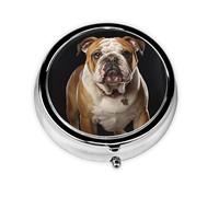 Pill Box 3 Compartment Small Pill Case for Purse & Pocket English-Bulldog Round Pill Box Cute Vitamins Fish Oil Supplements Storage Box Portable Pill Containe Travel Gift