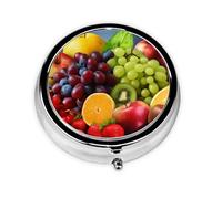 Pill Box 3 Compartment Small Pill Case for Purse & Pocket Fruits Round Pill Box Cute Vitamins Fish Oil Supplements Storage Box Portable Pill Containe Travel Gift